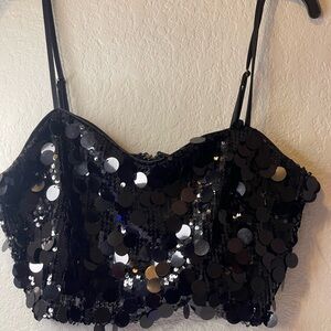 Hot & Delicious Black Sequin Top